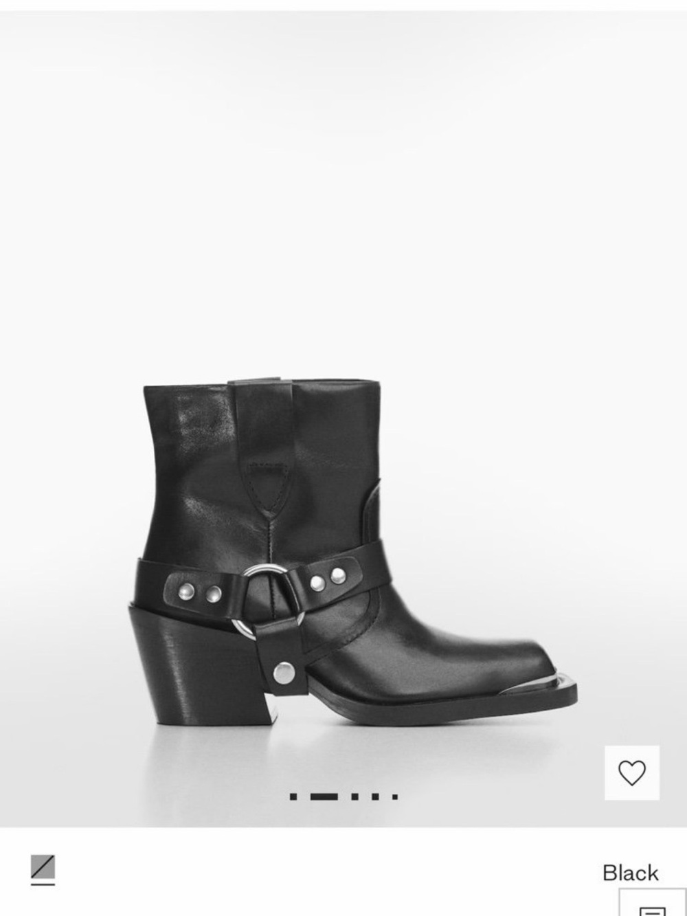 Mango Black Leather Lace-Up Ankle Boots - Picture 2 of 7